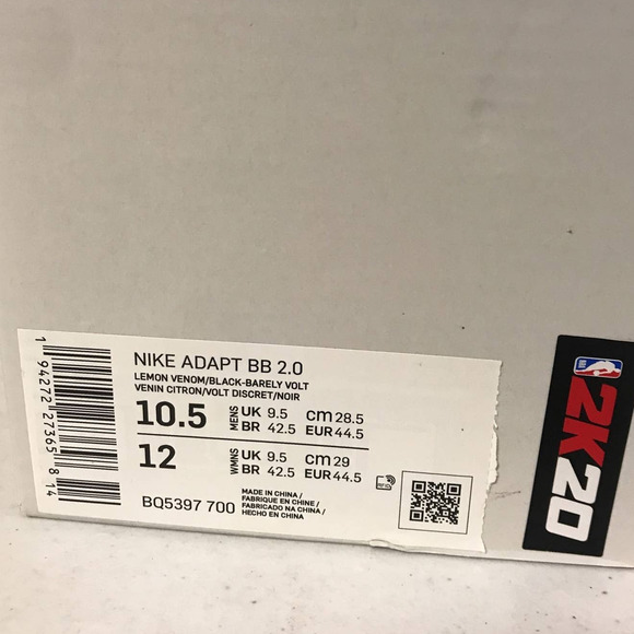 Nike Adapt BB 2.0 Winners Circle NBA 2K20 Gamer Exclusive Self-Lacing, Mens 10.5 - Picture 10 of 12